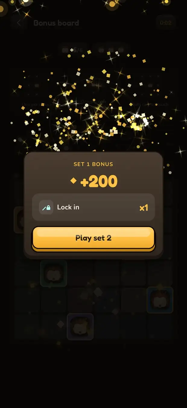 Beam's reward box opened, showing coins and a powerup